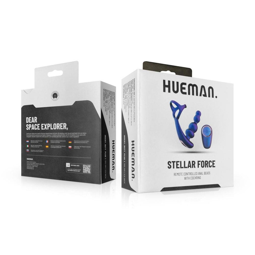 Korek analny wibrujący Hueman Stellar Force z pierścieniem pilot 10 cm