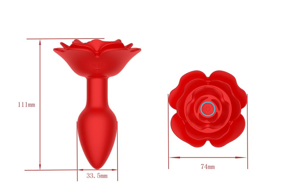 Wibrujący obracający korek analny Róża B Series Cute silikonowy USB