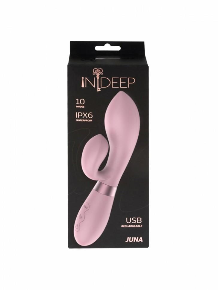 Wibrator króliczek silikonowy Indeep Juna różowy USB 21,5 cm