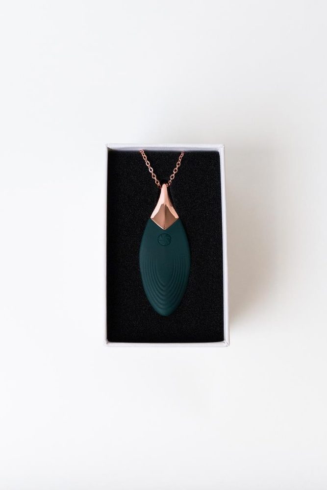 Mini wibrator naszyjnik Liberty Leaf zielony silikonowy