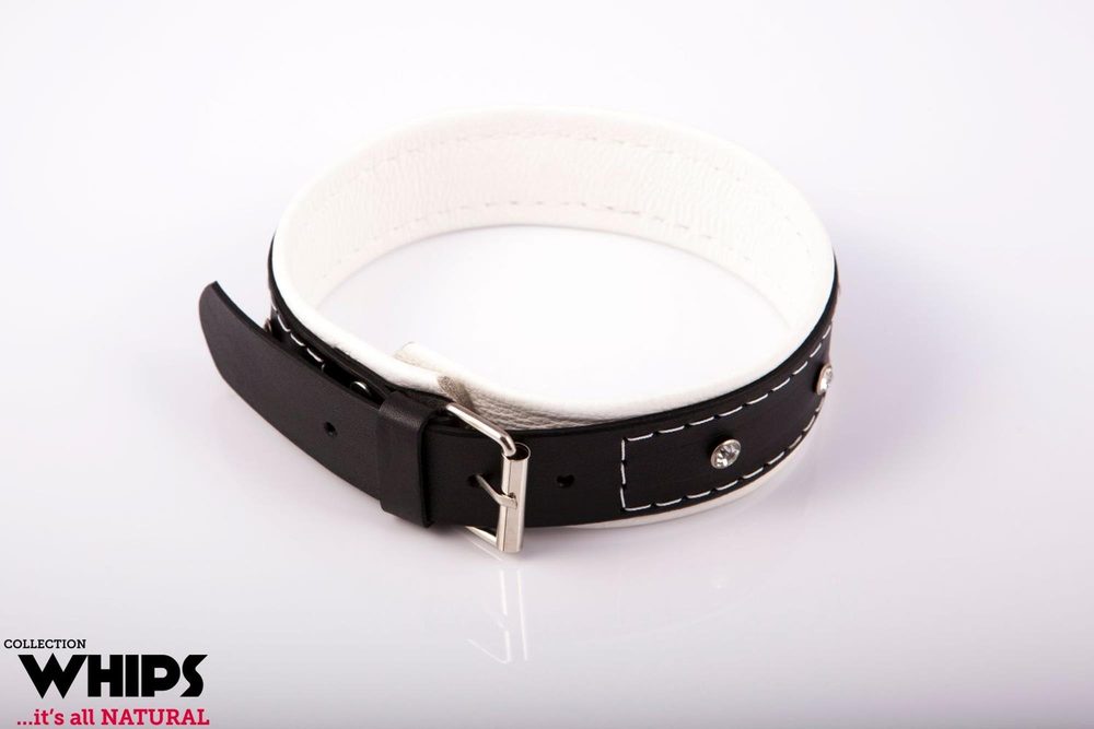 Obroża damska Whips Collection biała 4 cm