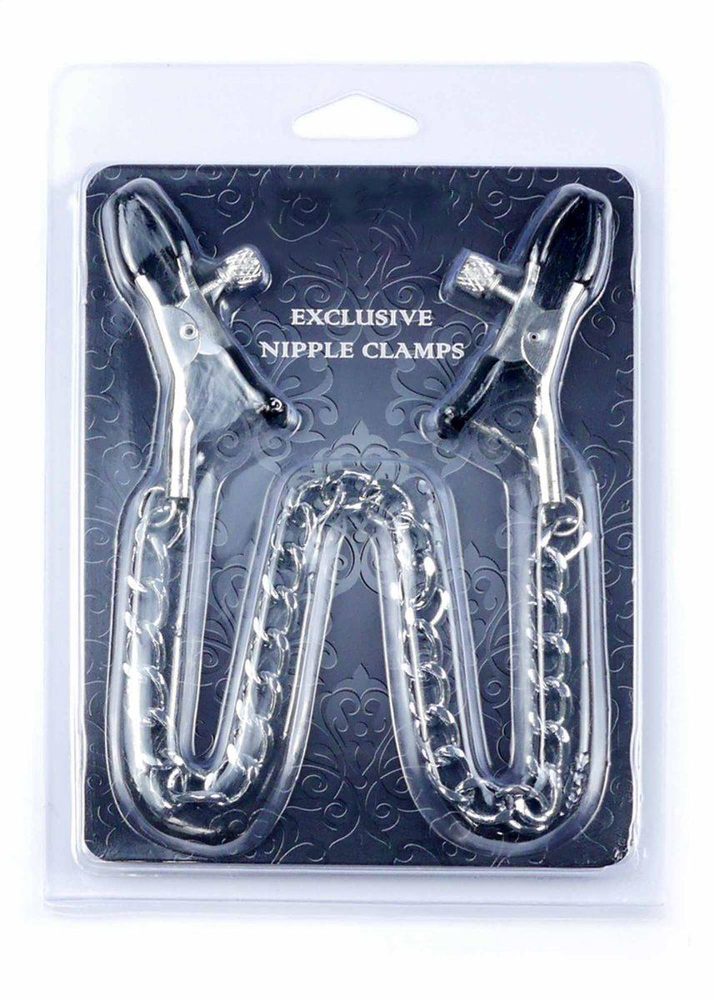 Klipsy na sutki regulowane z łańcuszkiem Fetish B Series 39 cm