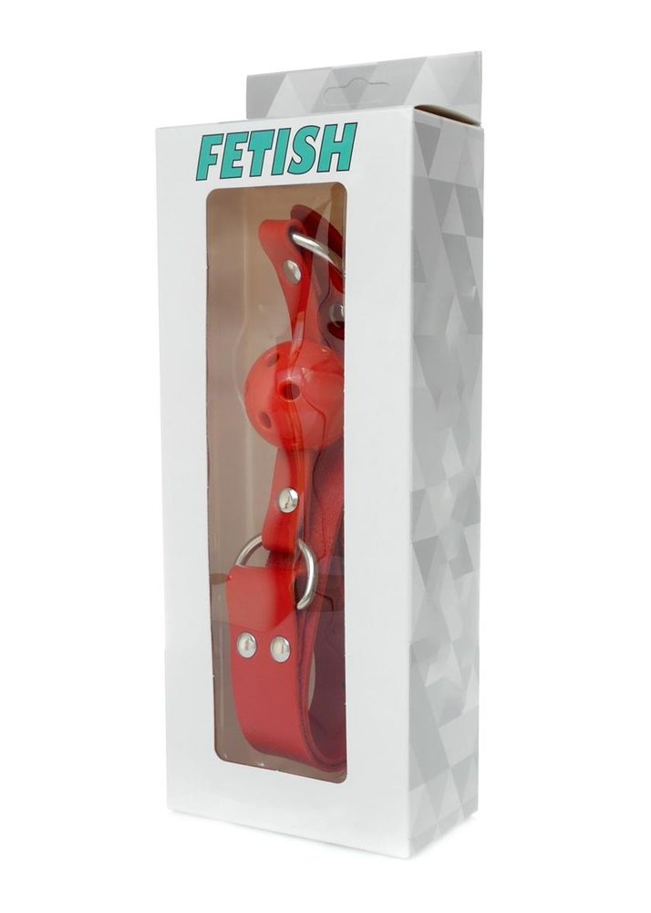 Knebel kulowy miękki z otworami powietrznymi Fetish B Series czerwony