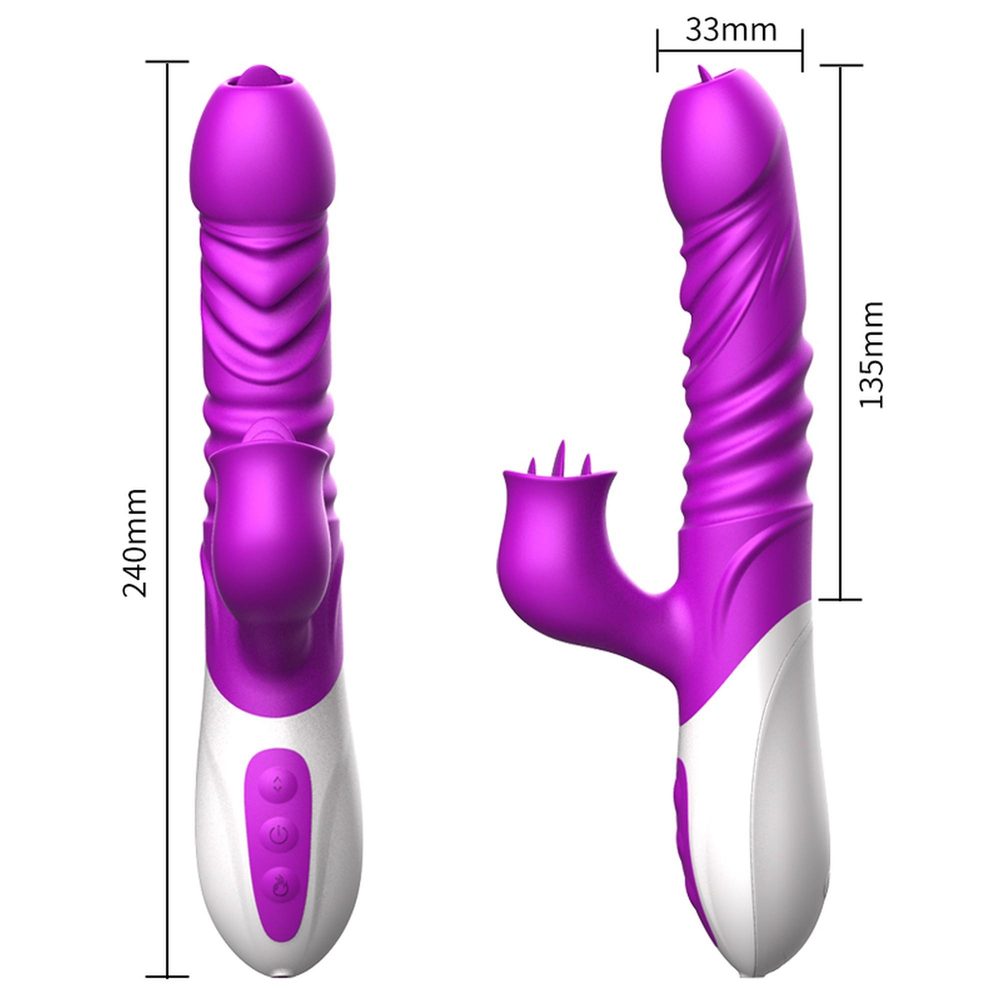 Silikonowy Wibrator USB 10 Funkcji z Pchnięciem i Podgrzewaniem