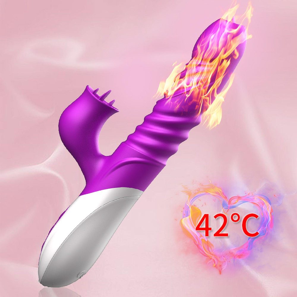 Silikonowy Wibrator USB 10 Funkcji z Pchnięciem i Podgrzewaniem