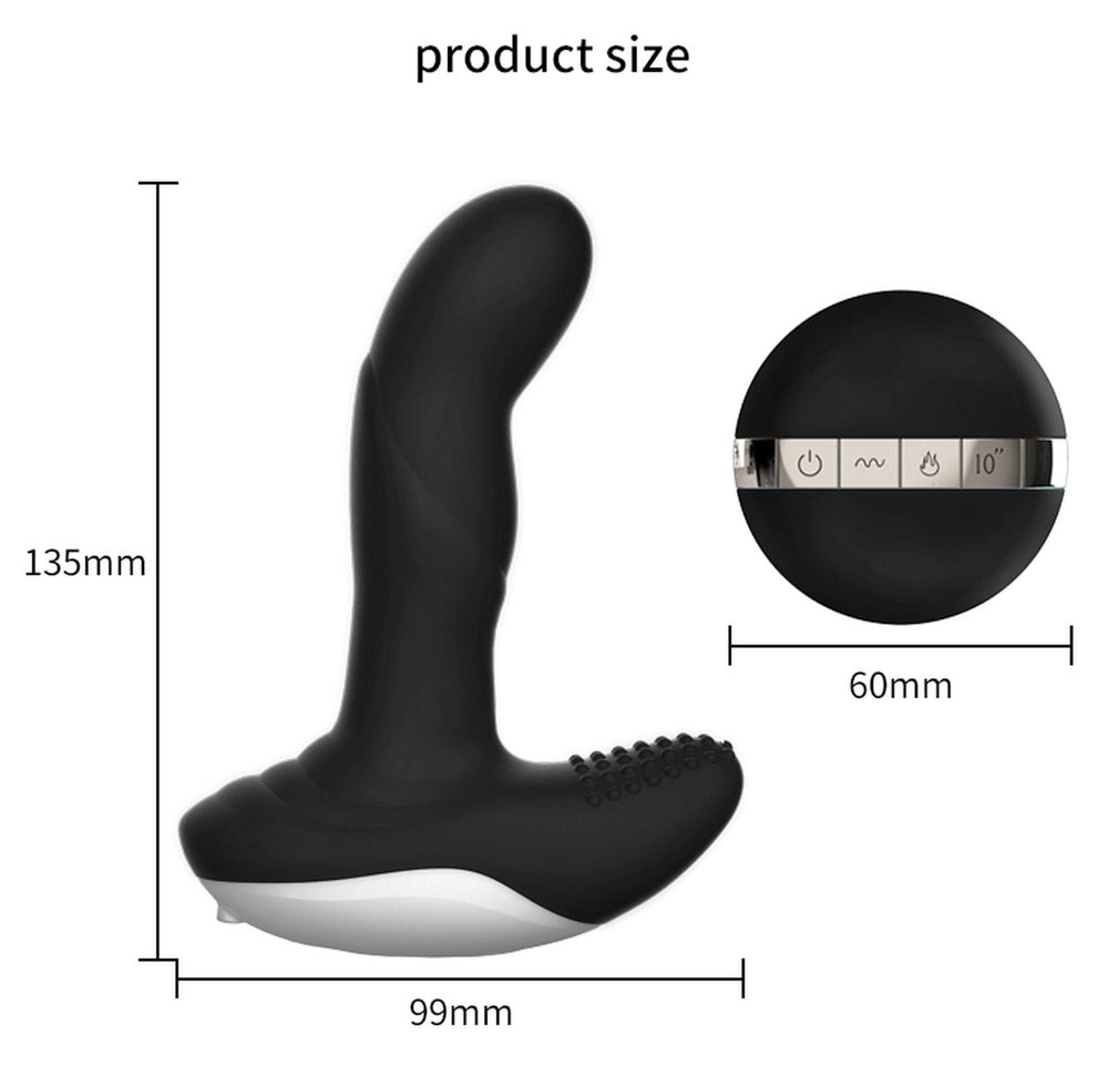 Masażer prostaty silikonowy z pilotem USB grzewczy 13.5 cm czarny