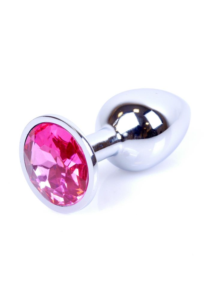 Biżuteria analna srebrna z różowym diamentem HeavyFun 7 cm
