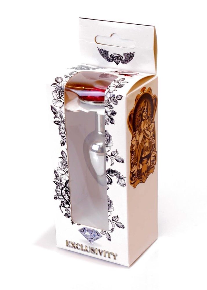 Biżuteria analna srebrna z różowym diamentem HeavyFun 7 cm