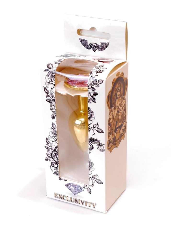 Biżuteria analna ze stali nierdzewnej złota z diamencikiem HeavyFun 7 cm