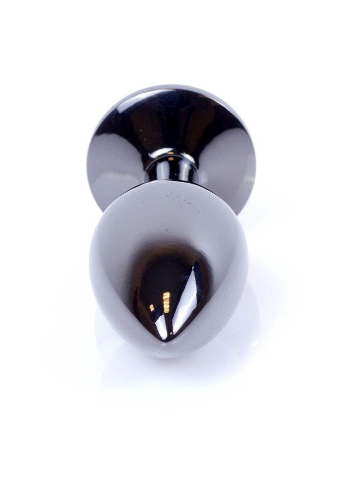Biżuteria analna stalowa z diamentem HeavyFun srebrna niebieska 7 cm