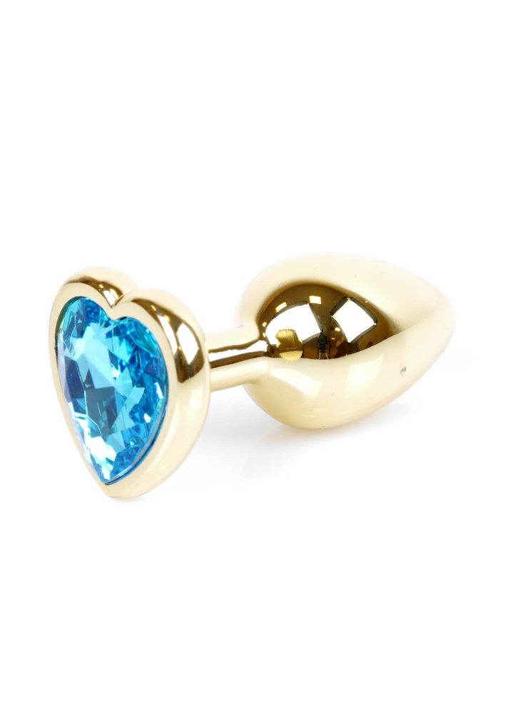 Plug-Jewellery Gold  Heart PLUG- Light Blue