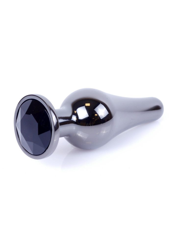 Biżuteria analna stal nierdzewna srebrna z czarnym diamentem 9.5 cm