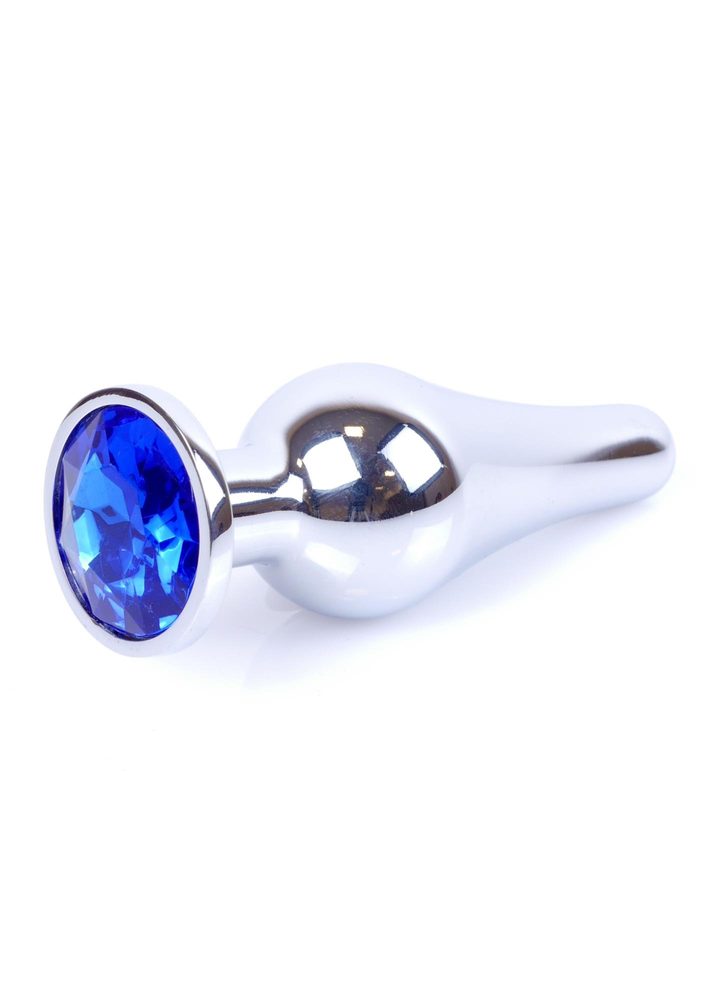 Biżuteria analna srebrna z diamentem ciemnieniebieska HeavyFun 9.5 cm
