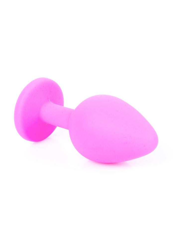 Silikonowy korek analny różowy HeavyFun z błękitnym diamentem 8 cm