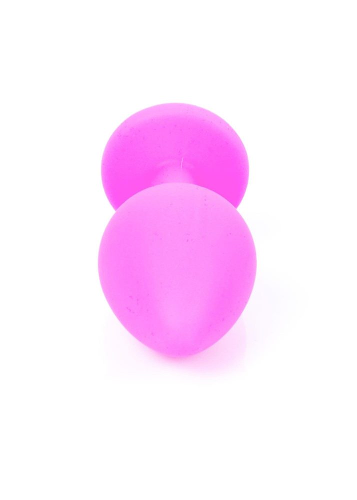 Silikonowy korek analny różowy HeavyFun z błękitnym diamentem 8 cm