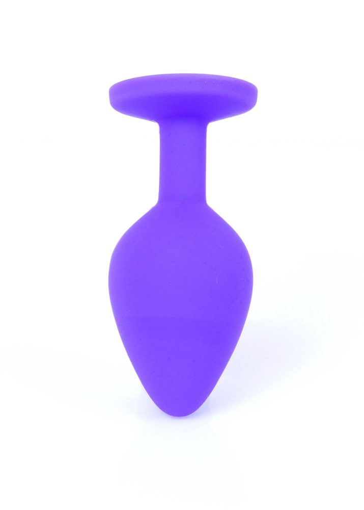 Korek analny silikonowy fioletowy z czerwonym diamentem HeavyFun 8 cm