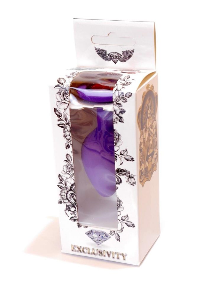 Korek analny silikonowy fioletowy z czerwonym diamentem HeavyFun 8 cm