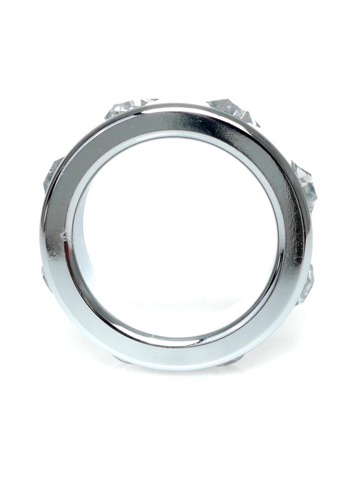 Pierścień erekcyjny stalowy z kryształowymi diamencikami HeavyFun 3,5 cm