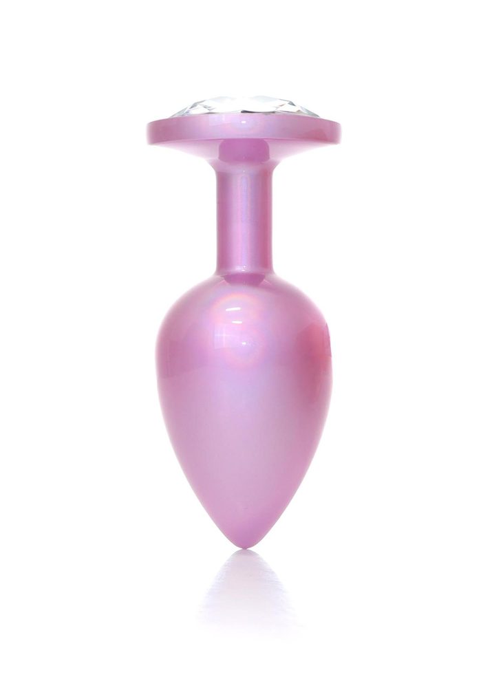 Stalowy korek analny z diamentem różowy HeavyFun 9 cm