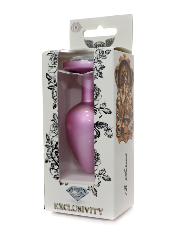 Stalowy korek analny z diamentem różowy HeavyFun 9 cm