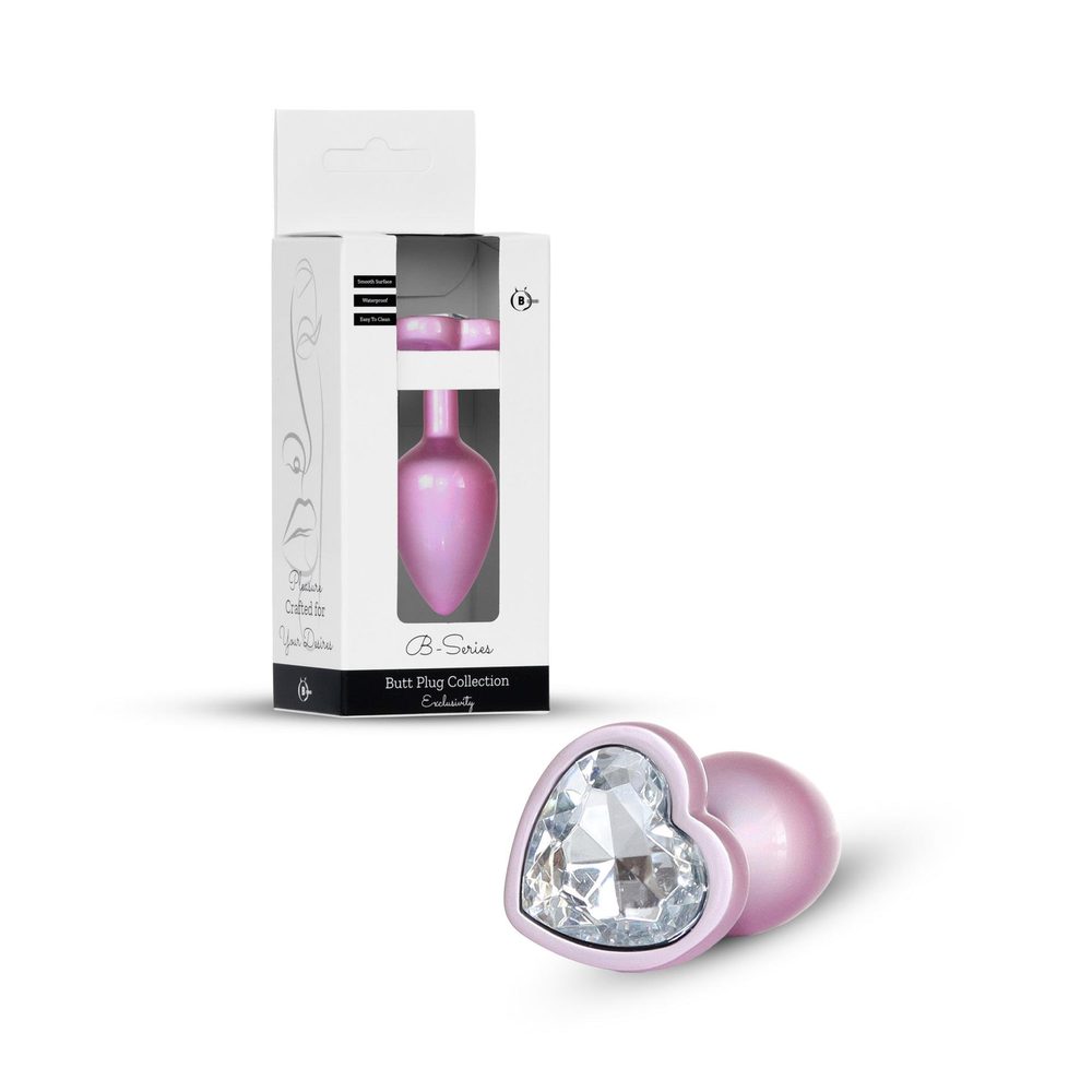 Biżuteryjny korek analny HeavyFun różowy z diamentem 7 cm