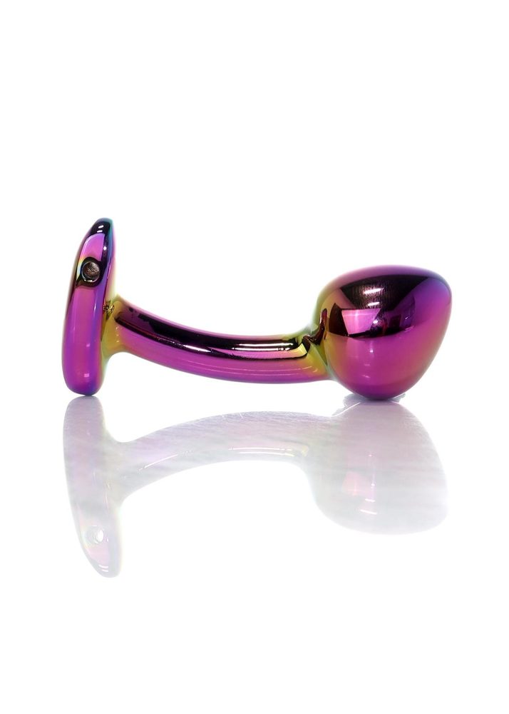 Korek analny stalowy HeavyFun wielokolorowy zakrzywiony 9 cm
