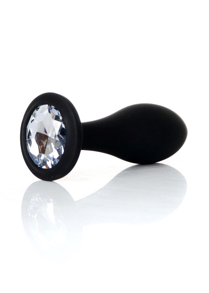 Korek analny silikonowy transparentny z diamentem L 10.5 cm