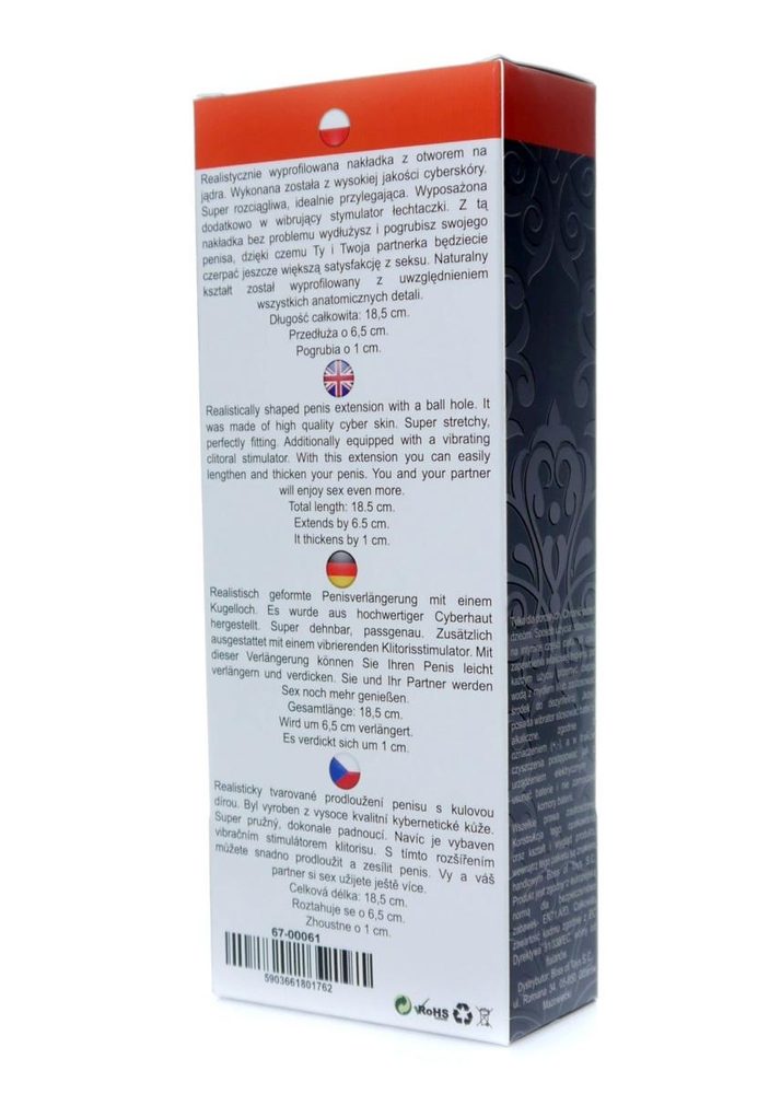 Przedłużka wibrująca realistyczna z stymulatorem EasyLove 18,5 cm