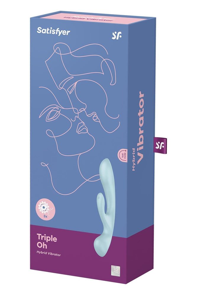 Wibrator króliczek Satisfyer Triple Oh jasnoniebieski USB wodoodporny