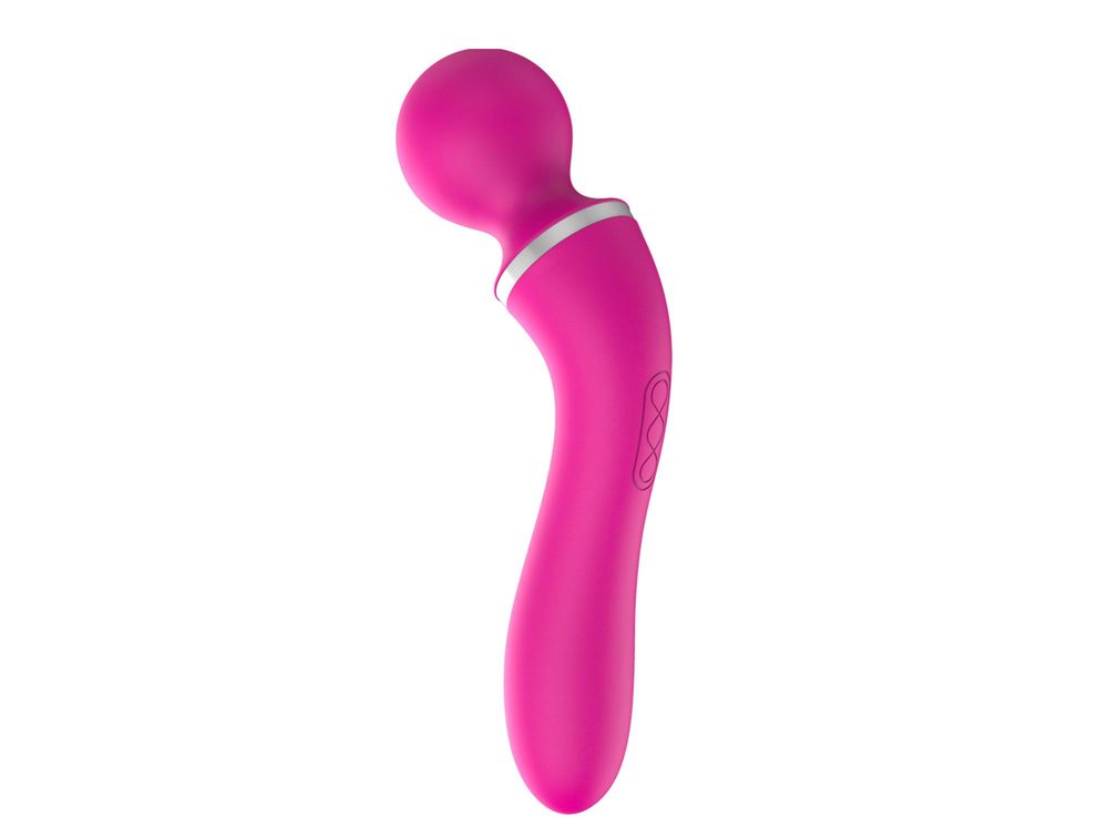 Masażer podwójny z nakładką silikonowy USB wodoodporny różowy 20 cm