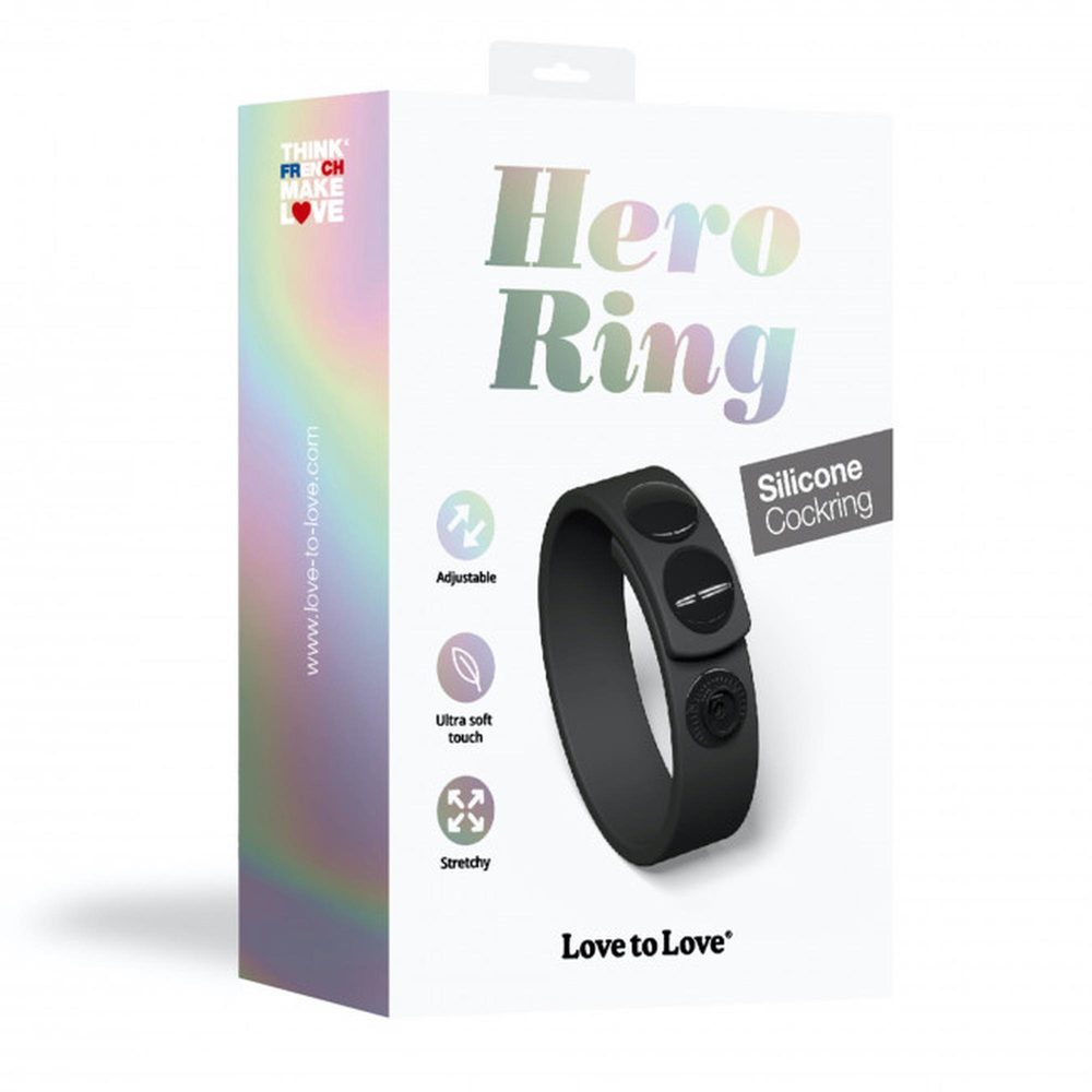 Pierścień erekcyjny regulowany Hero Ring czarny onyks Love to Love