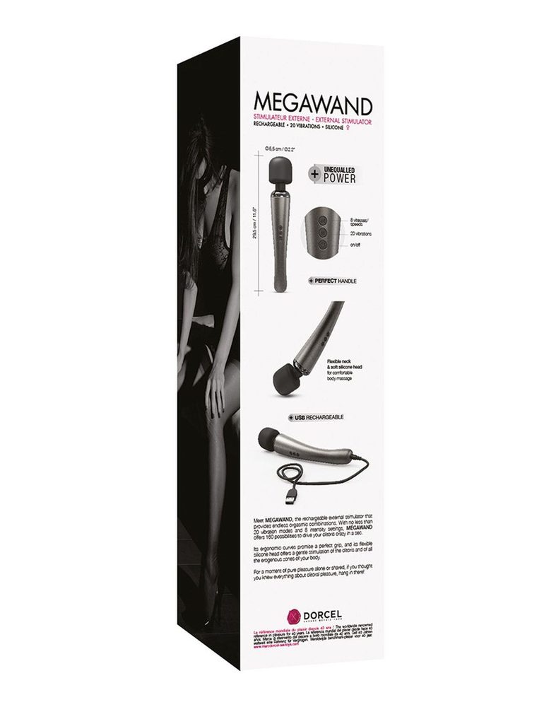 Wibrator Dorcel Megawand srebrny USB 29 cm