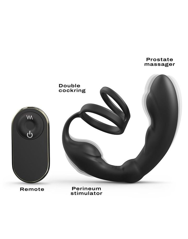 Silikonowy masażer prostaty z podwójnym pierścieniem Dorcel 18 cm