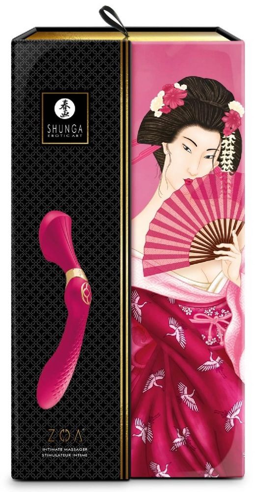 Wibrator Shunga ZOA malinowy silikonowy USB 27 cm