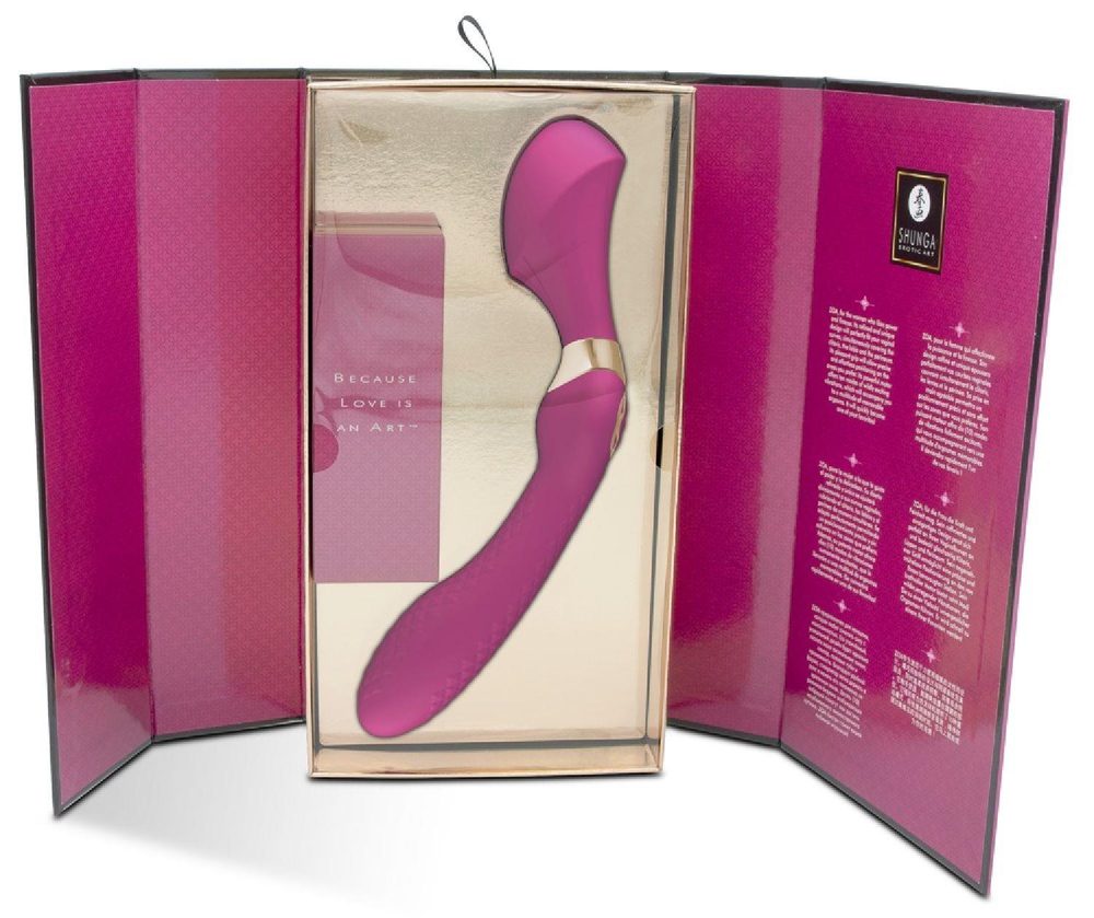 Wibrator Shunga ZOA malinowy silikonowy USB 27 cm