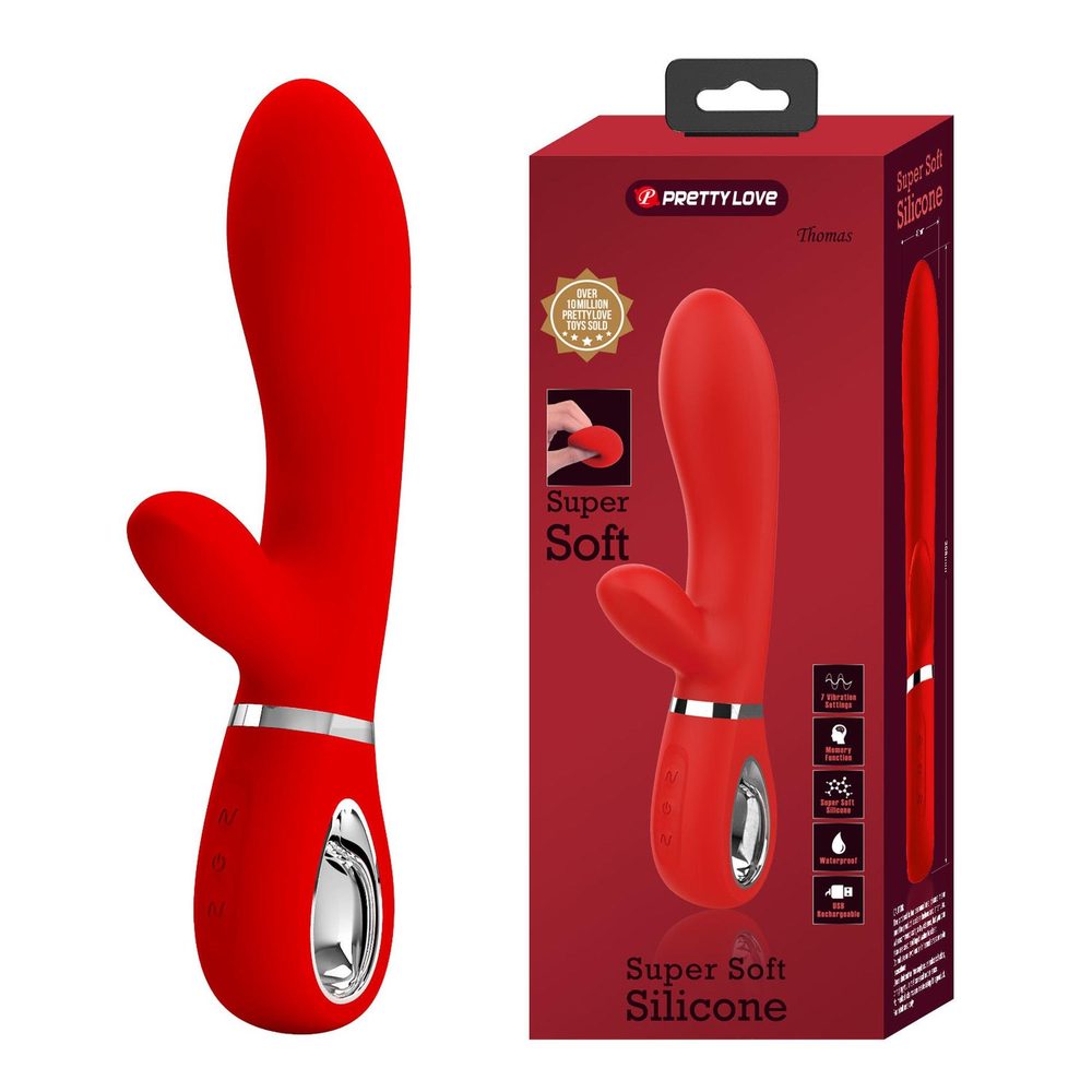 Wibrator silikonowy króliczek punktu G Pretty Love Thomas czerwony USB