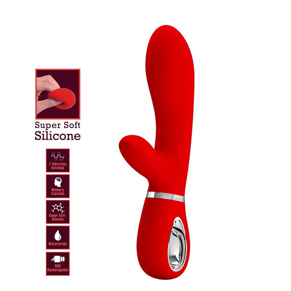 Wibrator silikonowy króliczek punktu G Pretty Love Thomas czerwony USB