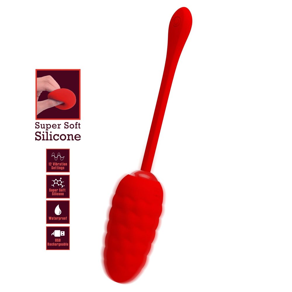 Jajko wibrujące silikonowe Pretty Love Marina Egg czerwone 12 funkcji