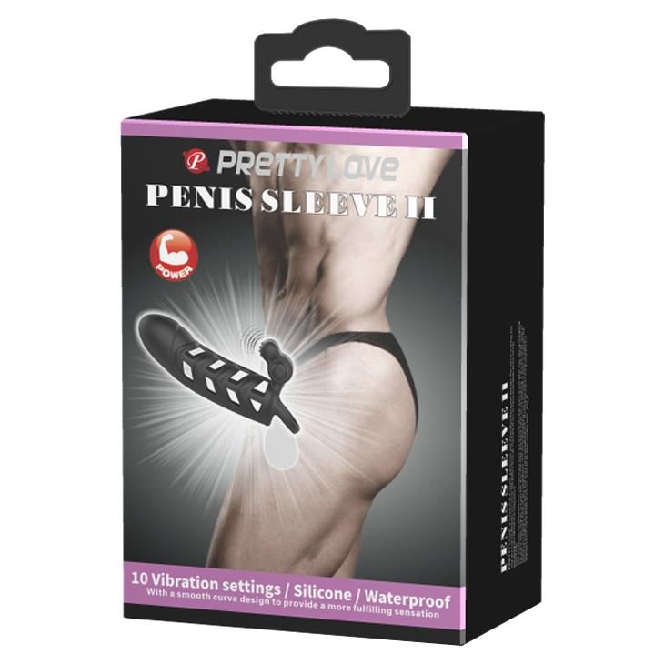 Przedłużka wibrująca na penisa Pretty Love silikonowa czarna 10 funkcji