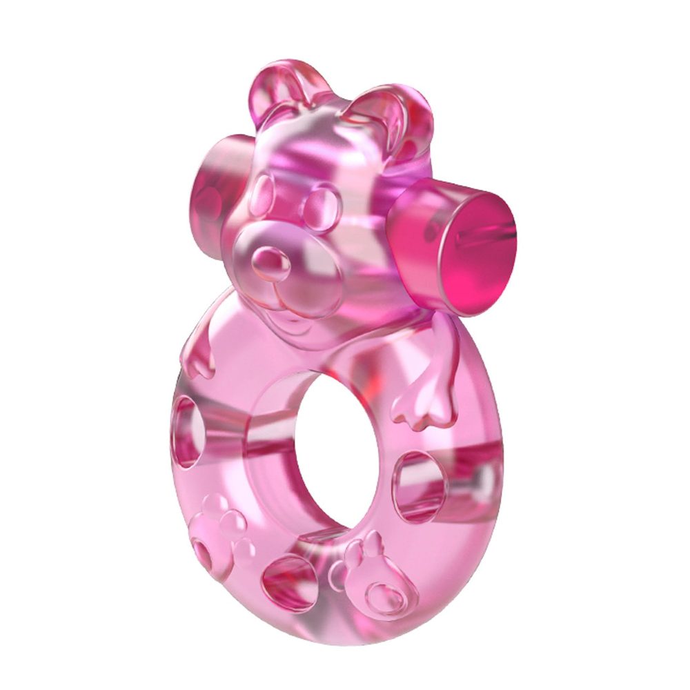 Vibrating Bear Cock Ring – Pink