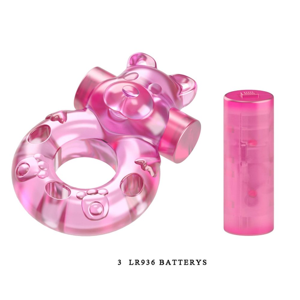 Vibrating Bear Cock Ring – Pink