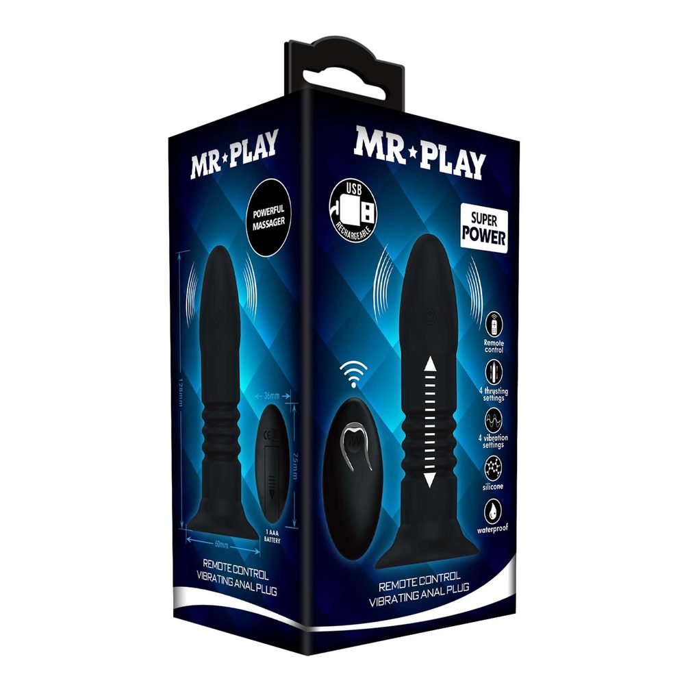 MR PLAY - VIBRATING ANAL PLUG 4 vibrations 4 thrusting Remote Control