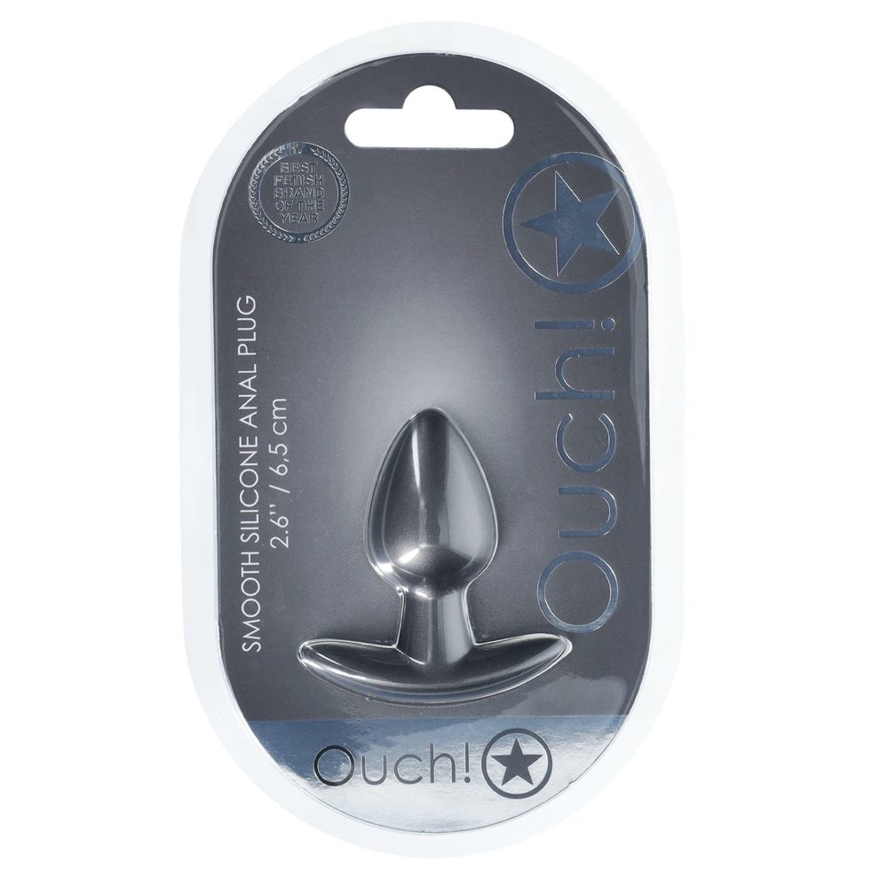 Mały korek analny silikonowy Ouch! metaliczny 6,5 cm