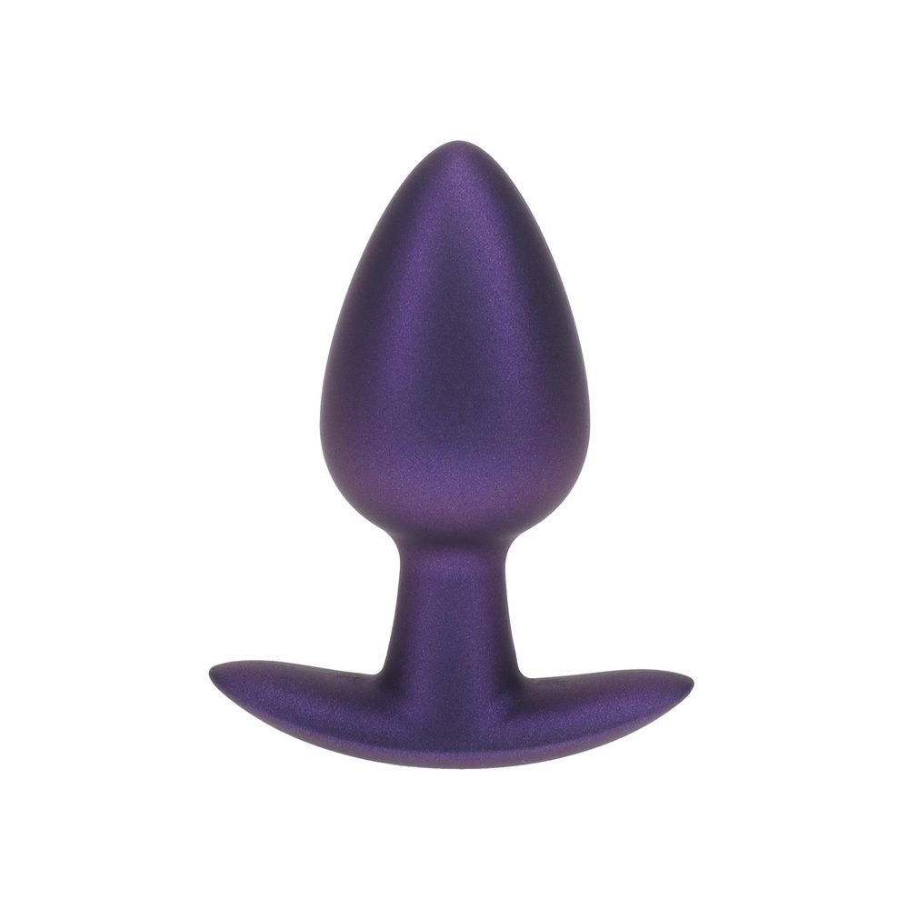 Silikonowy korek analny Ouch! medium metaliczny fiolet 7,9 cm