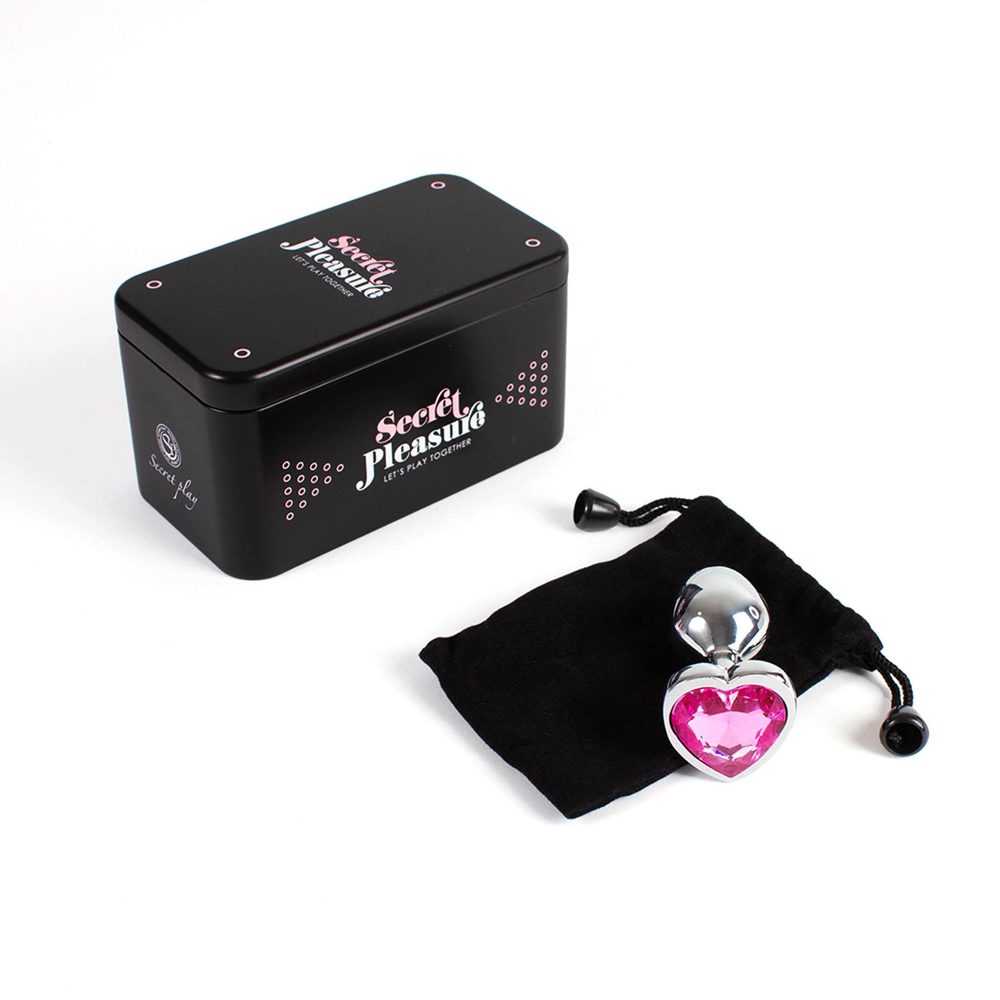 PINK HEART METAL BUTT PLUG S