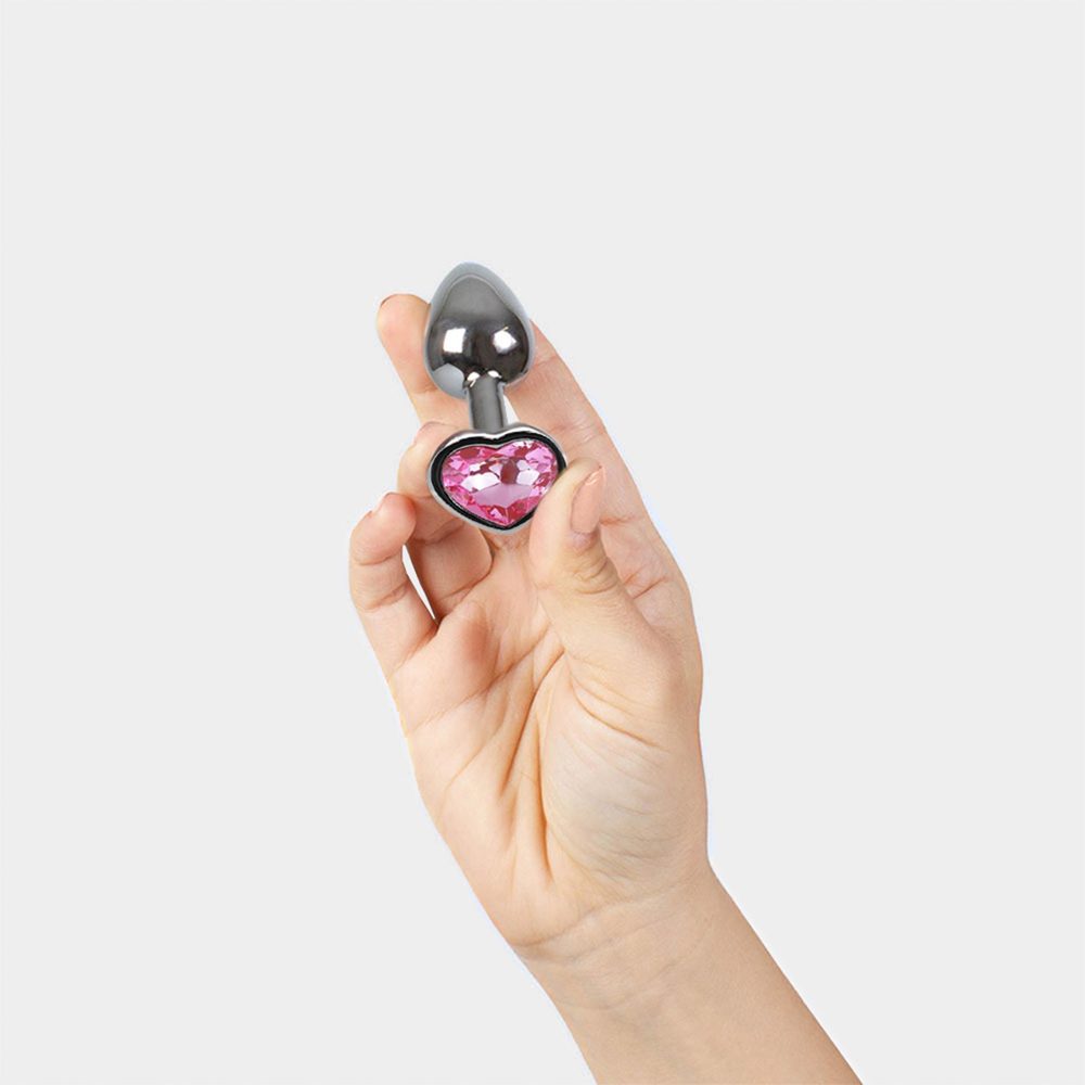 PINK HEART METAL BUTT PLUG S