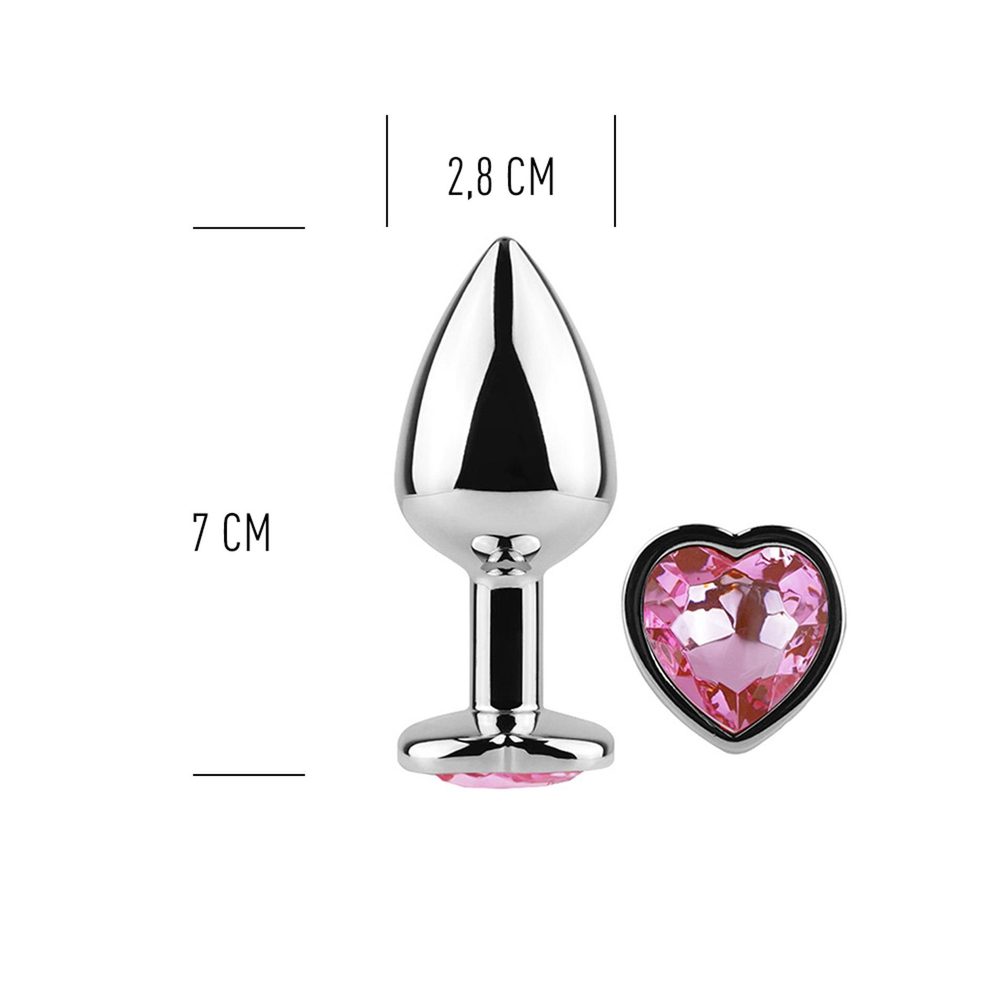 PINK HEART METAL BUTT PLUG S