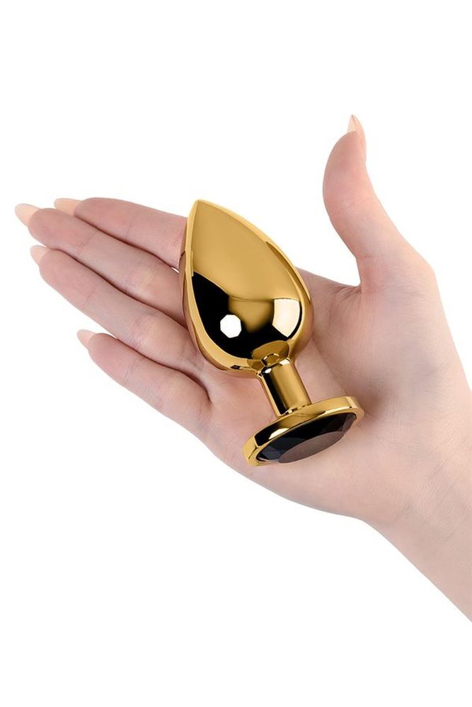 Korek analny metalowy TOYFA złoty z różowym kryształkiem 9,5 cm