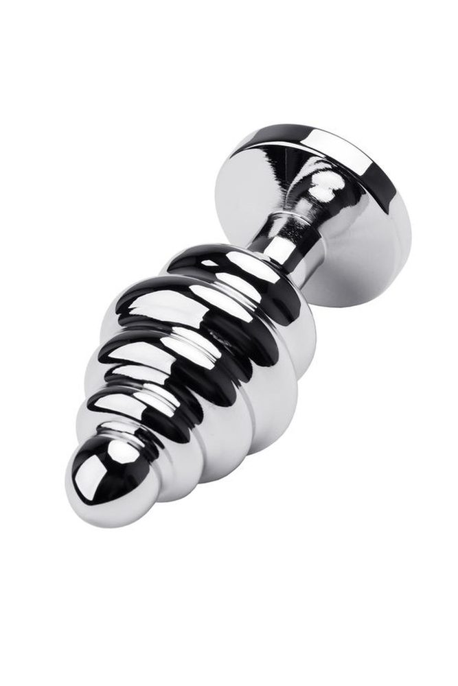 Korek analny Metal by TOYFA srebrny z czerwonym kryształkiem 9,5 cm
