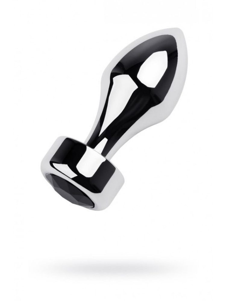 Korek analny metalowy srebrny TOYFA z czarnym kryształkiem 10,8 cm